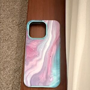 iPhone 14 Pro OtterBox Pink and Teal Swirl MagSafe Phone Case